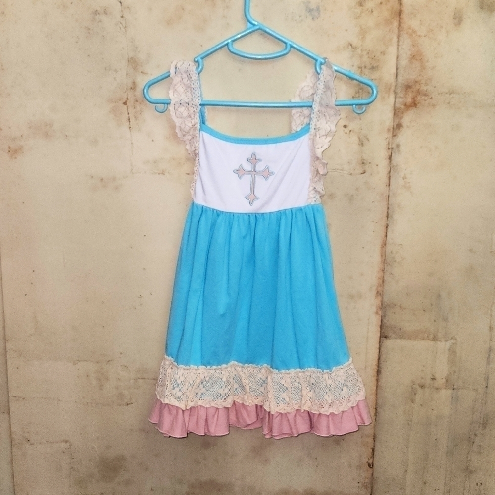 SUNDAY CROSS Dress SZ XXXL RUNS SMALL FITS AS 10/12 ADD LEGGINGS EASTER SPRING